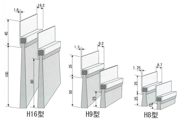 工作機械やドアの隙間を塞ぐシール・バーストリップブラシＨ型（縦型金具）の通信販売｜▼３タイプの幅と５種類の毛丈がります。▼３種類の線径（樹脂素材のみ）▼植毛材料（ＮＹナイロン、ＰＢＴポリエステル、馬毛▼オールマイティなスタンダードタイプ対象物に対して平行に取付けが可能です。アルミフレーム採用｜Ｈ１６型、Ｈ９型、Ｈ８型｜▼飛翔昆虫や不快害虫などが侵入しやすいドア下の隙間のシール▼飛翔昆虫や不快害虫などが侵入しやすいシャッターや壁などの隙間のシール▼工作機械のドアの隙間のシール▼ＯＡ機器などの配線部のシール▼化学、化成品などの充填物のシール▼塗装プラントのシール▼ショットブラスト、サンドブラスト装置のシール▼木工機械の切粉などの飛散防止｜工作機械やドアの隙間を塞ぐシール・バーストリップブラシＨ型（縦型金具）の通信販売