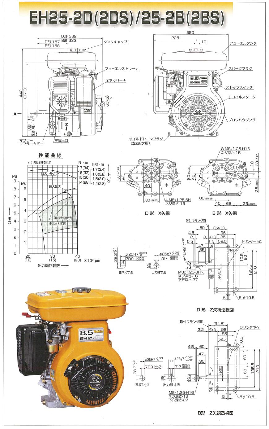 ロビンエンジン【富士重工業株式会社】ロビンエンジン：ＥＨ２５－２Ｄ、ＥＨ２５－２ＤＳ、ＥＨ２５－２Ｂ、ＥＨ２５－２ＢＳの通信販売｜４サイクルガソリンエンジン,空冷４サイクル立形単気筒ＯＨＶ式ガソリンエンジン：ＥＨ２５－２Ｄ、ＥＨ２５－２ＤＳ、ＥＨ２５－２Ｂ、ＥＨ２５－２ＢＳの通信販売｜大人気！富士ロビンの新型ＯＨＶエンジン。長年の信頼からあらゆる分野で使われています。建機・農機・噴霧機・土木・農業・漁業などあらゆる現場で使用されています。 ＥＨ２５－２Ｄ、ＥＨ２５－２ＤＳ、ＥＨ２５－２Ｂ、ＥＨ２５－２ＢＳの通信販売