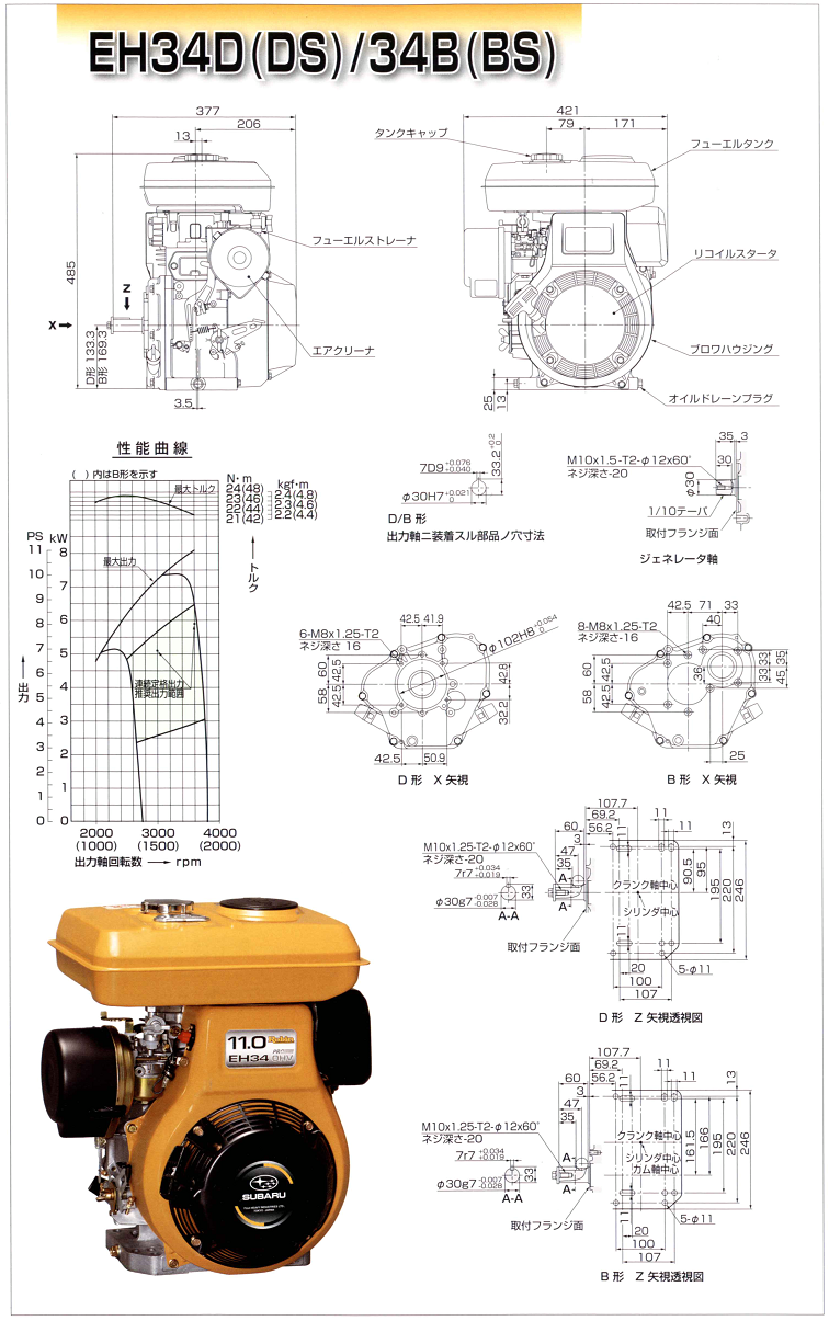 ロビンエンジン,ＥＨ３４Ｂ,ＥＨ３４ＢＳ,ＥＨ３４Ｄ,ＥＨ３４ＤＳ