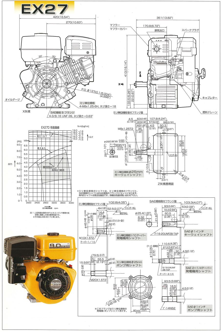 富士重工業株式会社｜ロビンエンジンＥＸ２７Ｄ｜ＥＸ２７ＤＳの通信販売、部品販売、部品供給、修理、故障｜ロビンエンジンの「信頼性」と「耐久性」を２１世紀へ継承！こだわるプロフェッショナルユーザーに！｜農業、林業、漁業などで長年使用される信頼の４サイクルエンジン｜空冷４サイクル傾斜形単気筒ＯＨＣ式ガソリンエンジン｜ロビンエンジンＥＸ２７Ｄ｜ＥＸ２７ＤＳの通信販売、部品販売、部品供給、修理、故障