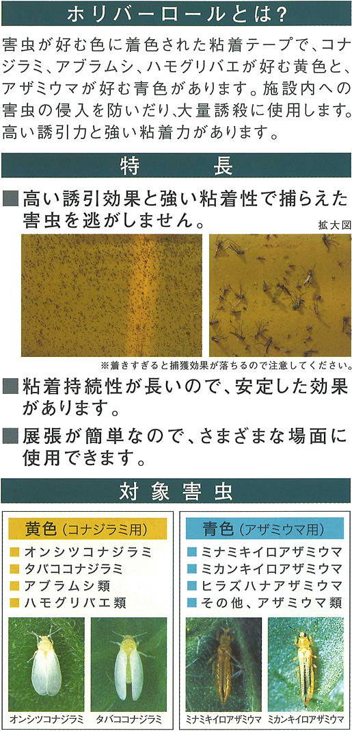 ビニールハウス用の高性能害虫粘着トラップ｜ホリバーロールの通信販売