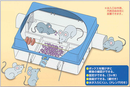 ネズミがよく入るベイトボックス【ＡＩＢ対応・中が良く見える】｜｜殺鼠剤を安全に配置するベイトステーション：株式会社ピオニーコーポレーション｜ラットクル