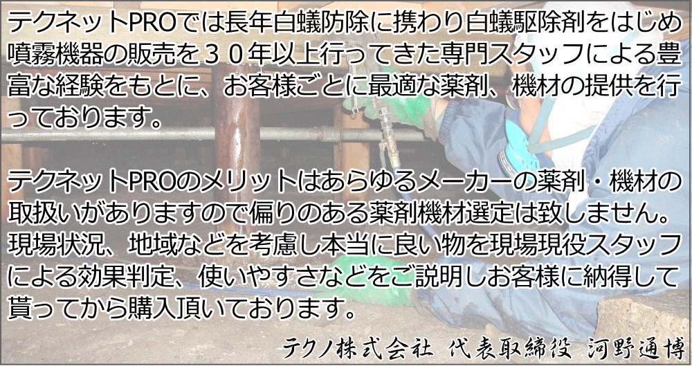 自分で出来るシロアリ駆除 白蟻駆除 駆除防除 プロ用 業務用 羽蟻 薬剤 殺虫剤 価格 紹介 テクノ株式会社 テクネットプロ