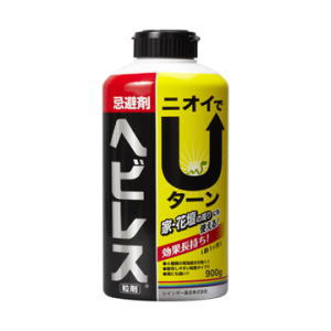 ヘビ忌避剤ヘビレス、ヘビ・トカゲ・イモリ・ヤモリに効果を発揮！花壇まわりに！ レインボー薬品ヘビレス｜900g花壇まわりに使えるヘビ忌避剤！ 「ヘビレス 粒剤 お徳用 900g」は、特殊な臭いでヘビ・トカゲ等が家の敷地内に近寄るのを防ぐ害獣忌避剤です。ナフタリン、硫黄、木酢のトリプル効果に特殊忌避剤をプラスしました。粒剤なので、散布しやすく取り扱いも簡単です。水に溶けにくい忌避剤で、効果も長く、庭・花壇のまwりにもつかえます。ヘビ・トカゲの他にムカデ、イモリ、ヤモリ等にも効果を発揮します。