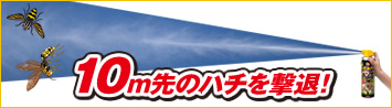 ハチの巣を作らせないスプレー、アシナガバチ、ミツバチ、クマバチ、アブ、ブユ駆除剤・殺虫剤・スプレー、ハチ・アブ用ハンターの通信販売｜ハチが巣を作って危険になる前に！◆スプレーするだけ！ハチの巣を作らせない！毎年、ハチが巣を作って困る所や、巣を作りそうな所に予めスプレー、ハチの巣を作らせません。作りかけの巣にスプレーすれば、巣の拡大を防止します。１度のスプレーで効果は約２週間持続。巣を作らせない、巣を作りかけの時に拡大を防ぐことが大事です。◆直撃殺虫も確かな効果！速効性の高い殺虫成分で、危険なハチをすばやく退治。10m先まで届く、強力ジェット噴射 手が届きにくい場所にもスプレー。近づかず、大量に遠くまで噴射できます。アシナガバチの生態！巣作りに適するのは、風雨の影響が少ない場所で家の周りでは玄関や軒下、ベランダなど毎年４～６月頃に一匹の女王蜂が巣作りをします。一度巣作りをすると、その場所に執着し、巣を壊してもまた作り直します。