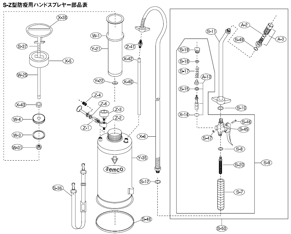 ステンレス製防疫用ハンドスプレー semco 噴霧器