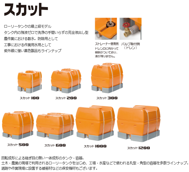 ローリータンクの最上級モデル！タンク内の残液ゼロで洗浄の手間いらずの完全液出し型！農作業における散水、防除用として、工事における作業用水用としてスイコースカットの通信販売：テクノ株式会社、株式会社スイコー回転成形による継ぎ目の無い一体成形のタンク・容器。土木・農業の現場で利用されるローリータンクをはじめ、工場・水産などで使われる丸型・角型の容器を多数ラインナップ。道路や作業現場に設置する緩衝材などの保安機材もございます。ローリータンクの最上級モデル タンク内の残液ゼロで洗浄の手間いらずの完全液出し型 農作業における散水。防除用として工事における作業用水用として紫外線に強い黒色製品もラインナップローリータンクの最上級モデル！タンク内の残液ゼロで洗浄の手間いらずの完全液出し型！農作業における散水、防除用として、工事における作業用水用としてスイコースカットの通信販売：テクノ株式会社、株式会社スイコー回転成形による継ぎ目の無い一体成形のタンク・容器。土木・農業の現場で利用されるローリータンクをはじめ、工場・水産などで使われる丸型・角型の容器を多数ラインナップ。道路や作業現場に設置する緩衝材などの保安機材もございます。ローリータンクの最上級モデル タンク内の残液ゼロで洗浄の手間いらずの完全液出し型 農作業における散水。防除用として工事における作業用水用として紫外線に強い黒色製品もラインナップローリータンクの最上級モデル！タンク内の残液ゼロで洗浄の手間いらずの完全液出し型！農作業における散水、防除用として、工事における作業用水用としてスイコースカットの通信販売：テクノ株式会社、株式会社スイコー回転成形による継ぎ目の無い一体成形のタンク・容器。土木・農業の現場で利用されるローリータンクをはじめ、工場・水産などで使われる丸型・角型の容器を多数ラインナップ。道路や作業現場に設置する緩衝材などの保安機材もございます。ローリータンクの最上級モデル タンク内の残液ゼロで洗浄の手間いらずの完全液出し型 農作業における散水。防除用として工事における作業用水用として紫外線に強い黒色製品もラインナップ