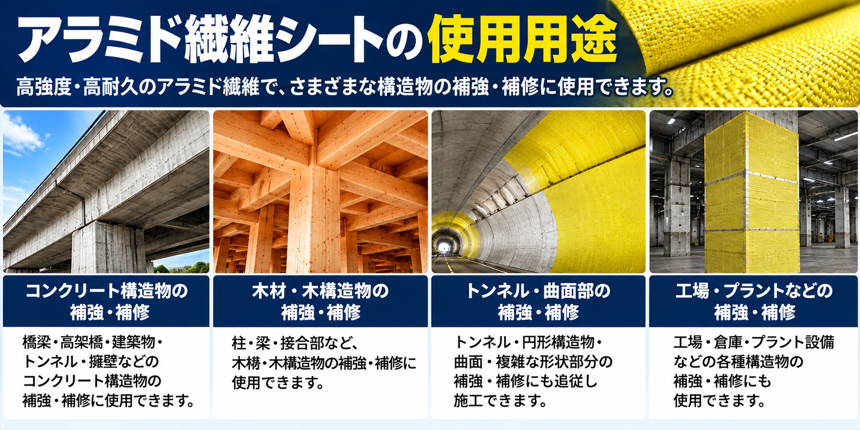 アラミド繊維シートの使用用途