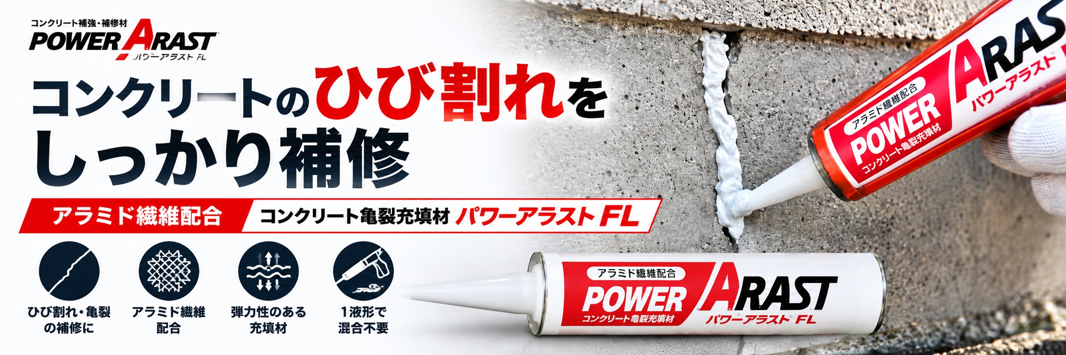 アラミド繊維配合による補強性