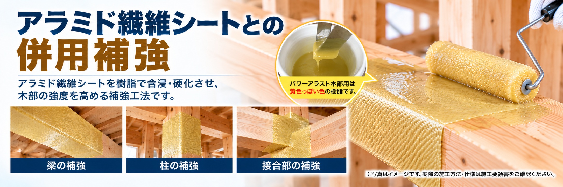 アラミド繊維シートとの併用補強